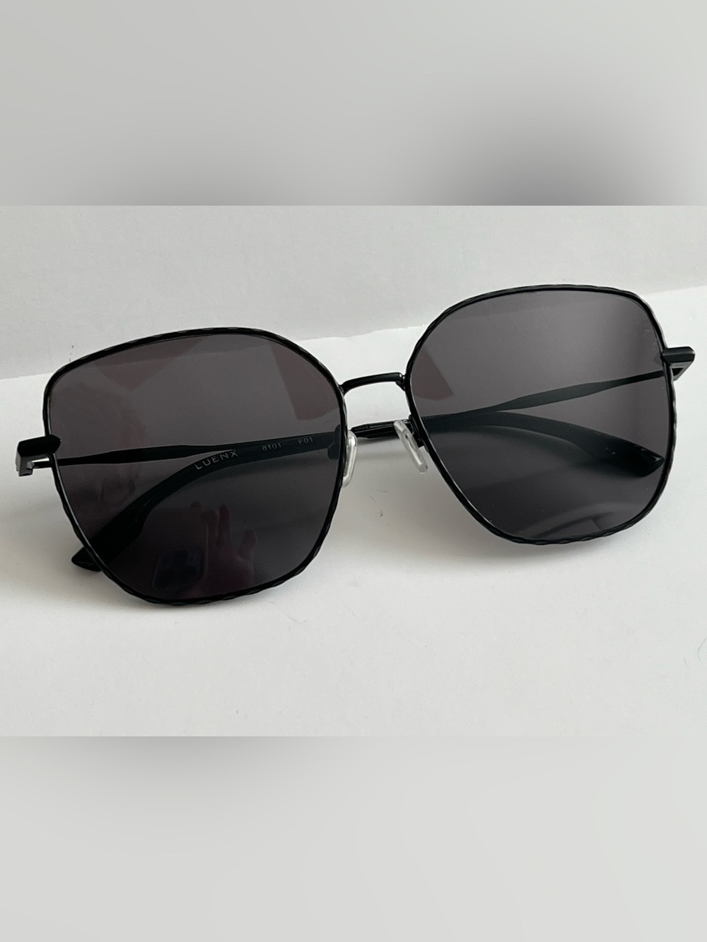 Luenx Black Beveled Frame W/Gray Lenses Women’s Square Sunglasses